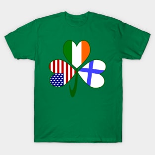 Finland Ireland USA Shamrock Flags T-Shirt